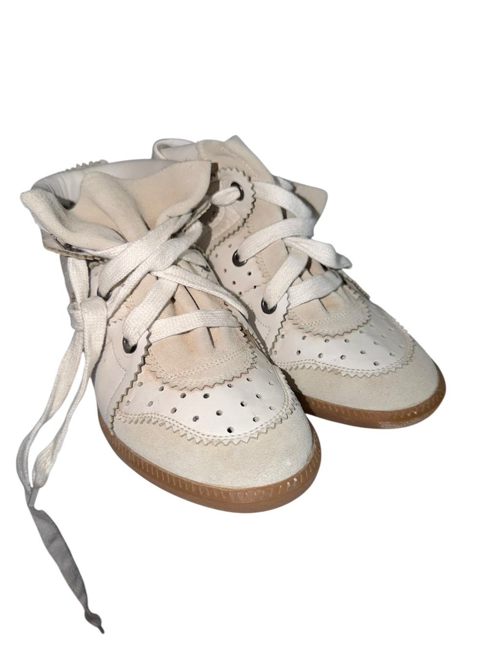 Isabel Marant Cream and Tan High-Top Lace Heeled Boots